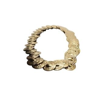 Vintage Gold Coin Medallion Stretch Belt Bohemian Western Style Concho Chain 80s
